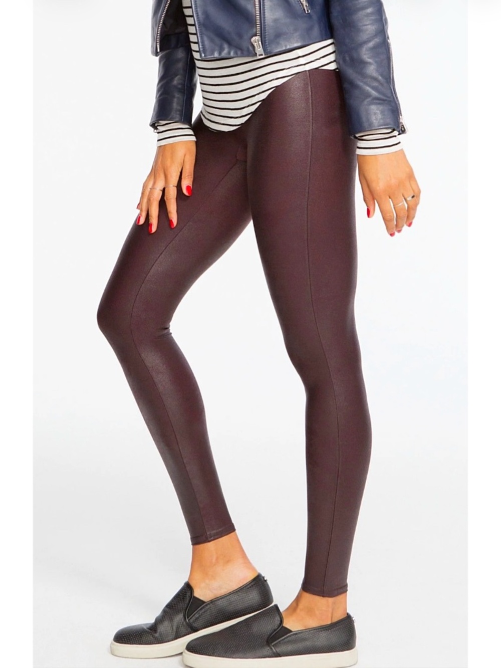 NWT! 🍷 SPANX Faux Leather Leggings, Wine, Size M